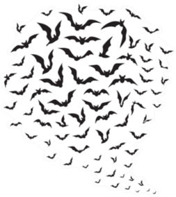 Swarm Of Bat Silhouettes In Sky Sticker