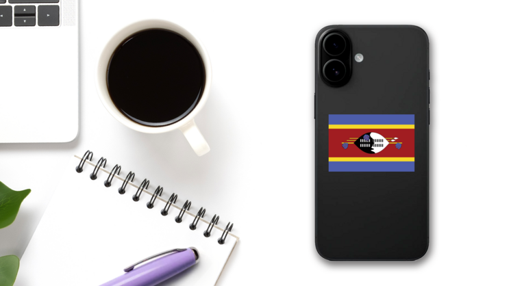 Swaziland Flag Sticker on a Phone (New) example