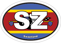 Swaziland Sz Flag Oval Sticker