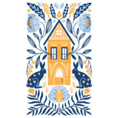 Swedish Inspired Folk Art Illustration Sticker