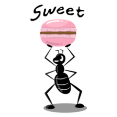 Sweet Ant Carrying Pink Macaron Sticker