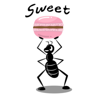 Sweet Ant Carrying Pink Macaron Sticker