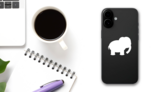Sweet Baby Elephant Sticker on a Phone (New) example