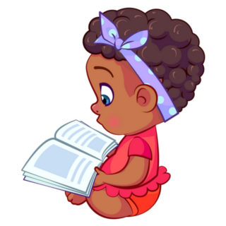 Sweet Baby Girl Sitting And Reading A Book Sticker