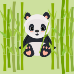 Sweet Baby Panda Sitting Between Bamboo Sticker