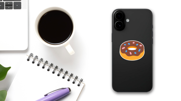 Sweet Chocolate Donut Sticker on a Phone (New) example