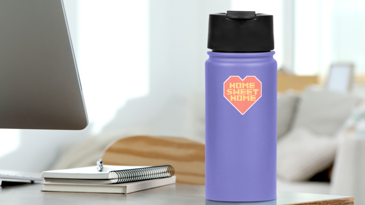 Sweet Home Heart Sticker on a Water Bottle (New) example