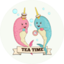 Sweet Illustration Of Two Cute Narwhals Sticker 