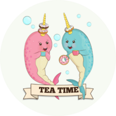 Sweet Illustration Of Two Cute Narwhals Sticker 