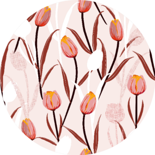 Sweet Mood Of Hand Drawn Sketch Tulip Flowers Pattern Sticker