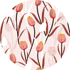 Sweet Mood Of Hand Drawn Sketch Tulip Flowers Pattern Sticker