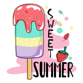 Sweet Summer Ice Cream Lettering Illustration Sticker