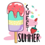 Sweet Summer Ice Cream Lettering Illustration Sticker