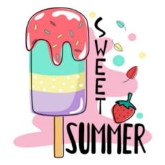 Sweet Summer Ice Cream Lettering Illustration Sticker