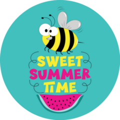 Sweet Summer Time - Cute Bee And Watermelon Slice Sticker