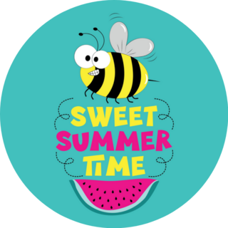 Sweet Summer Time - Cute Bee And Watermelon Slice Sticker
