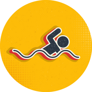 Swim, Man Pop Art, Retro Icon Sticker