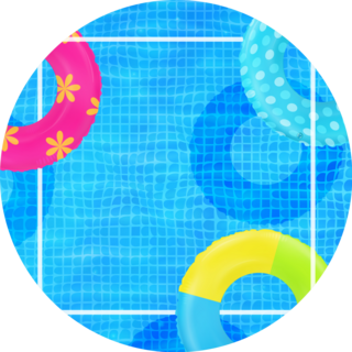 Swim Rings On Swimming Pool Water Background Sticker
