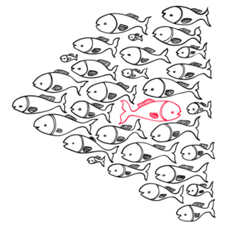 Swimming Against The Stream Cute Fish Lake Sticker