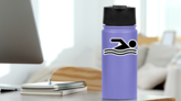 Swimming Cartoon Icon Sticker on a Water Bottle (New) example