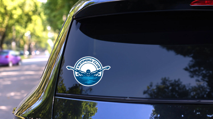 Swimming Club Logo Sticker on a Rear Car Window (New) example