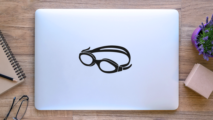 Swimming Goggles Sticker on a Laptop (New) example