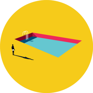 Swimming Pool Cartoon In Bright Sticker