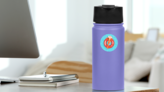 Swimming Pool Female Girl Broad-brim Hat Sticker on a Water Bottle (New) example