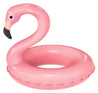 Swimming Ring In Shape Of Pink Flamingo Sticker