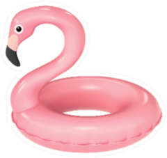 Swimming Ring In Shape Of Pink Flamingo Sticker