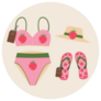 Swimwear Strawberry Flip Flops Sticker