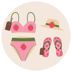 Swimwear Strawberry Flip Flops Sticker