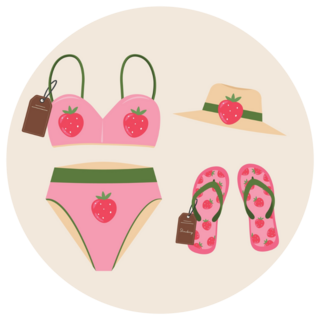 Swimwear Strawberry Flip Flops Sticker
