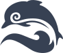 Swirl Dolphin Jumping Over Split Wave Sticker