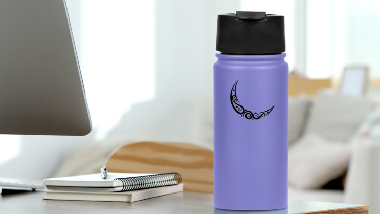 Swirl Moon Sticker on a Water Bottle (New) example