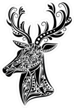 Swirl Pattern Deer Shape Sticker