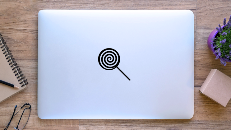 Swirled Lollipop Sucker Sticker on a Laptop (New) example