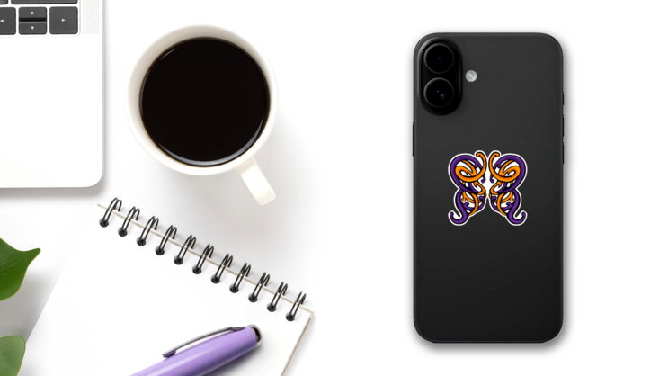 Swirling Butterfly Celtic Knot Sticker on a Phone (New) example