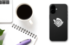 Swirly Fish Sticker on a Phone (New) example