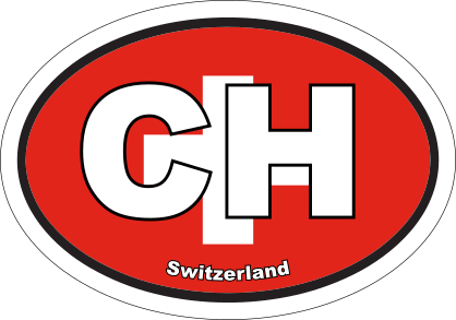 Switzerland Ch Flag Oval Sticker