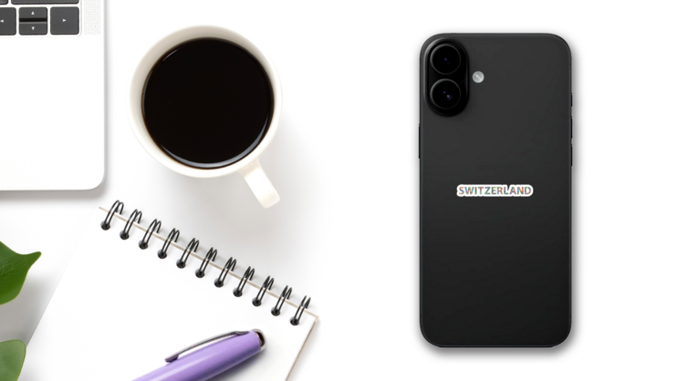 Switzerland Decorative Zentangle Lettering Sticker on a Phone (New) example