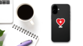 Switzerland Flag In Heart Shape Sticker on a Phone (New) example