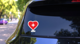 Switzerland Flag In Heart Shape Sticker on a Rear Car Window (New) example