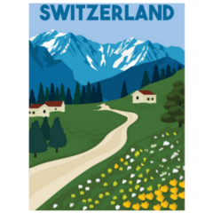 Switzerland Poster Illustration Sticker