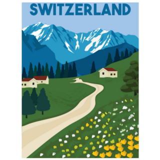 Switzerland Poster Illustration Sticker