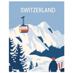 Switzerland Ski Illustration Sticker