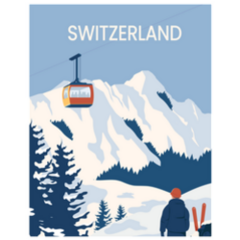 Switzerland Ski Illustration Sticker