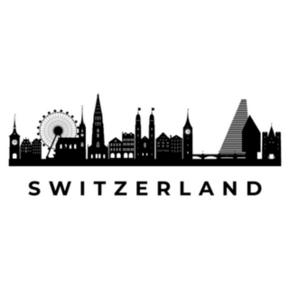 Switzerland Skyline Travel Sticker