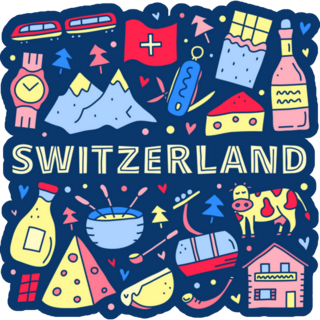 Switzerland Travel Icons Poster Sticker