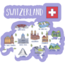 Switzerland Travel Map On Purple Sticker